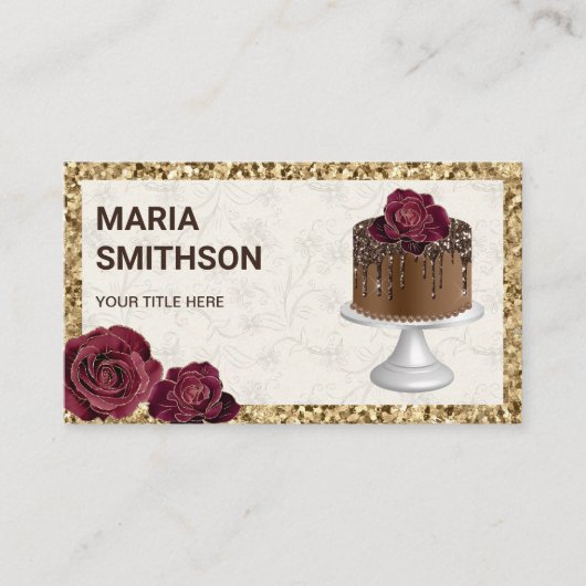 Carte De Visite Parties scintillant d'or Chocolat pâtisserie Chef  (Devant)