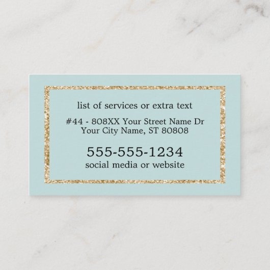 Carte De Visite Parties scintillant d'or Colibri sur Turquoise lég (Dos)