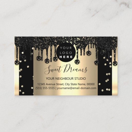 Carte De Visite Parties scintillant d'or Confetti Black VIP Driver (Devant)