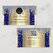 Carte De Visite Parties scintillant d'or Confetti Blue Navy Drives (Devant / Derrière)