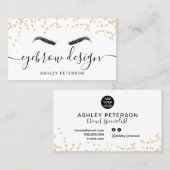 Carte De Visite parties scintillant d'or confetti noir blanc sourc (Devant / Derrière)