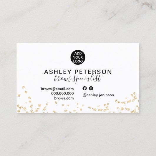 Carte De Visite parties scintillant d'or confetti noir blanc sourc (Dos)