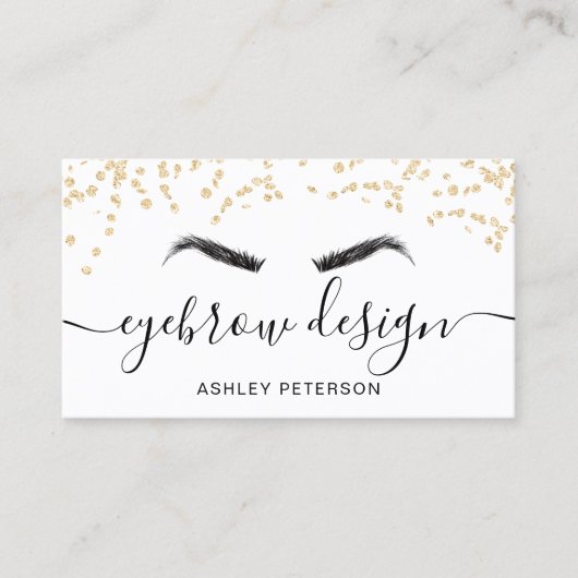 Carte De Visite parties scintillant d'or confetti noir blanc sourc (Devant)