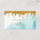 Carte De Visite Parties scintillant d'or Déchets Turquoise Aquarel (Dos)