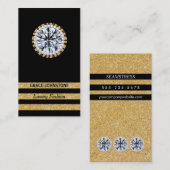 Carte De Visite Parties scintillant d'or, diamant et perles | Cont (Devant / Derrière)