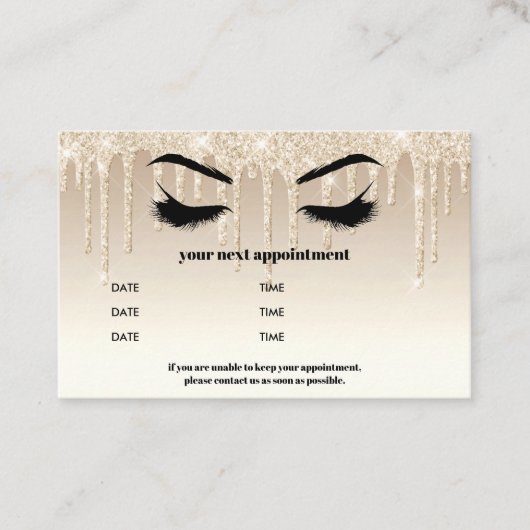 Carte De Visite Parties scintillant d'or Drippings Browbar Eyelash (Devant)