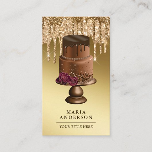 Carte De Visite Parties scintillant d'or Drives Custom Chocolate B (Devant)