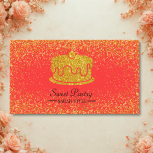 Carte De Visite Parties scintillant d'or Élégante boulangerie de p