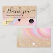 Carte De Visite parties scintillant d'or en marbre arc-en-ciel mer (Devant / Derrière)