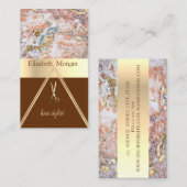 Carte De Visite Parties scintillant d'or en marbre moderne élégant (Devant / Derrière)