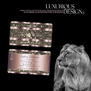 Carte De Visite Parties scintillant d'or Étoiles Étoiles Initiales