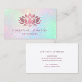 Carte De Visite parties scintillant d'or faux rose lotus fleur (Devant / Derrière)