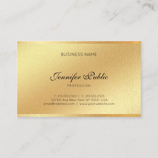 Carte De Visite Parties scintillant d'or Faux Script à main Élégan (Dos)