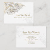 Carte De Visite *~* Parties scintillant d'or Floral Rose blanche É (Devant / Derrière)