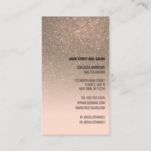 Carte De Visite Parties scintillant d'or Gradient ongle polonais t (Dos)