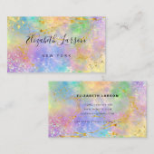 Carte De Visite Parties scintillant d'or Holographique Opal Pierre (Devant / Derrière)