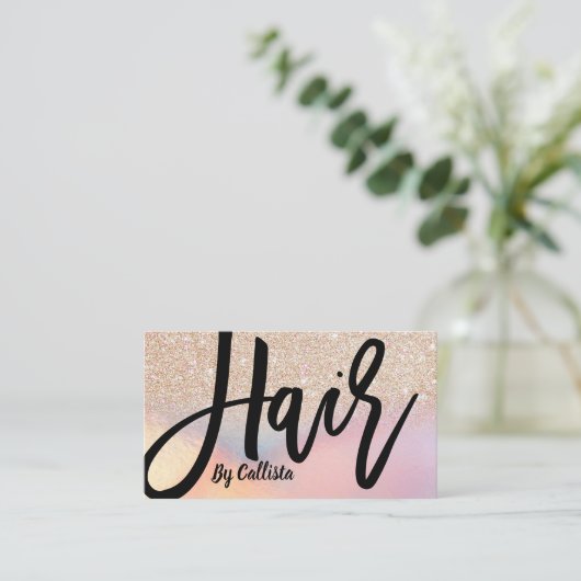 Carte De Visite Parties scintillant d'or Iridescente Holographique (Debout devant)