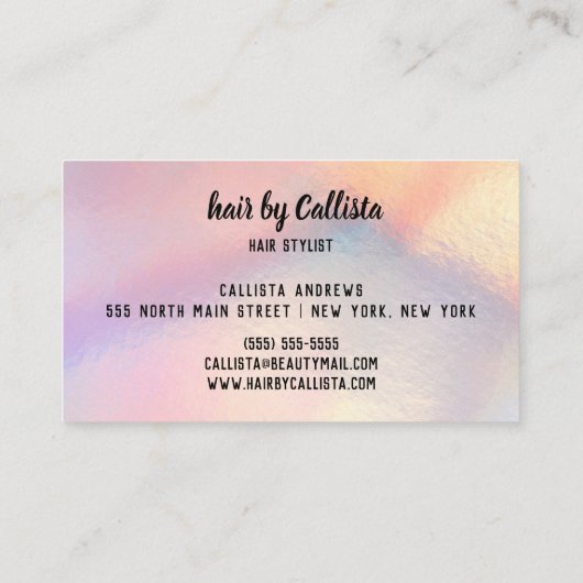 Carte De Visite Parties scintillant d'or Iridescente Holographique (Dos)