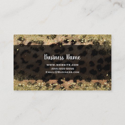 Carte De Visite Parties scintillant d'or Leopard Cheetah Monogramm (Dos)
