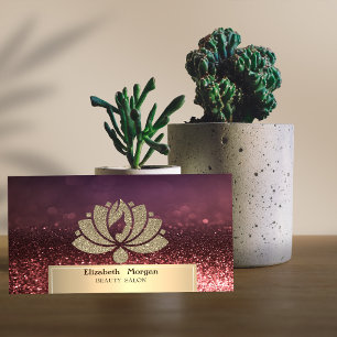 Carte De Visite Parties scintillant d'or Lotus Bokeh Beauty Salon