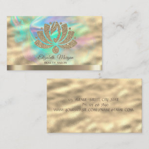 Carte De Visite Parties scintillant d'or Lotus Holographic Ink Sal