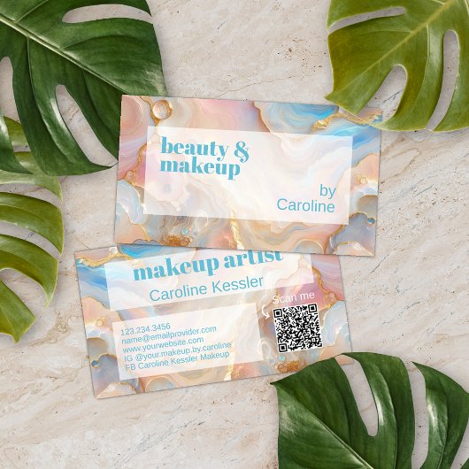 Carte De Visite Parties scintillant d'or Marbre Art Motif scannabl