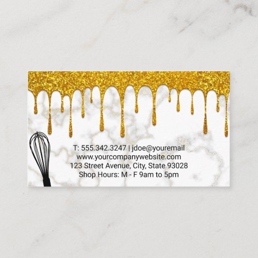 Carte De Visite Parties scintillant d'or | Marbre | Whisk | Code Q (Dos)