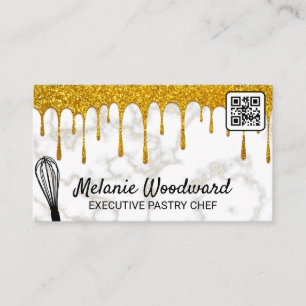 Carte De Visite Parties scintillant d'or   Marbre   Whisk   Code Q