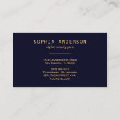 Carte De Visite Parties scintillant d'or Marine Agate bleu et sign (Dos)