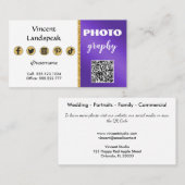Carte De Visite Parties scintillant d'or métallique violet QR Code (Devant / Derrière)