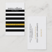 Carte De Visite Parties scintillant d'or moderne Black Stripes arr (Devant / Derrière)