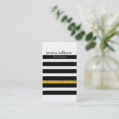 Carte De Visite Parties scintillant d'or moderne Black Stripes arr (Debout devant)