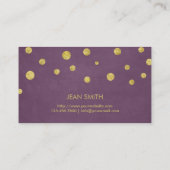 Carte De Visite Parties scintillant d'or moderne Confetti Dots Vio (Dos)