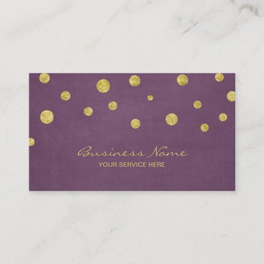 Carte De Visite Parties scintillant d'or moderne Confetti Dots Vio (Devant)