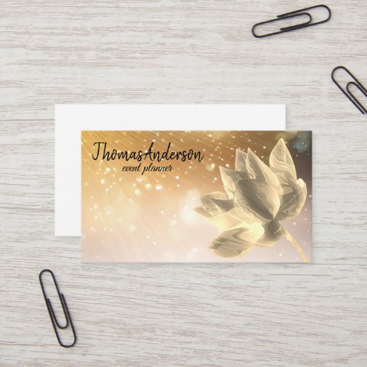 Carte De Visite Parties scintillant d'or moderne élégant et élégan (Devant/Arrière en situation)