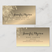 Carte De Visite Parties scintillant d'or moderne gouttes à ongles (Devant / Derrière)