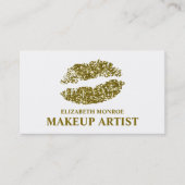 Carte De Visite Parties scintillant d'or moderne lèvres, maquilleu (Devant)