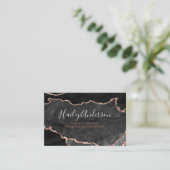 Carte De Visite Parties scintillant d'or noir et Rose Aquarelle Aq (Debout devant)