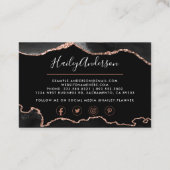 Carte De Visite Parties scintillant d'or noir et Rose Aquarelle Aq (Dos)