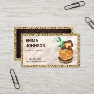 Carte De Visite Parties scintillant d'or Pâtisserie au chocolat Pâ