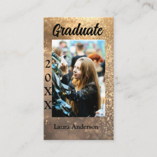 Carte De Visite Parties scintillant d'or photo graduation ajouter