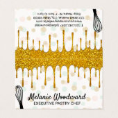 Carte De Visite Parties scintillant d'or | Polka Dot et Whisk (Extérieur déplié)