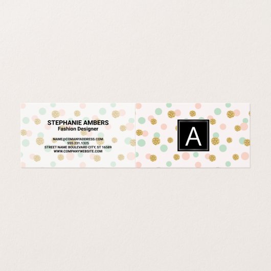 Carte De Visite Parties scintillant d'or Retro Polka Motifs (Extérieur déplié)