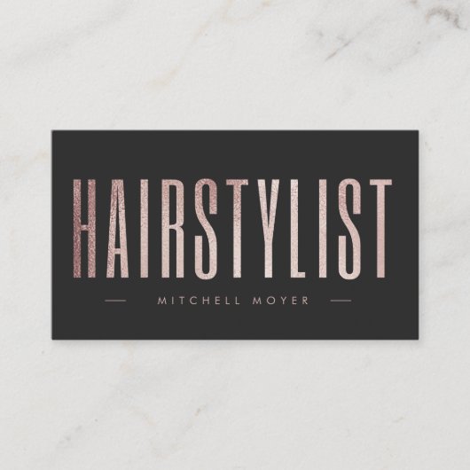 Carte De Visite Parties scintillant d'or Rose coiffeur (Devant)