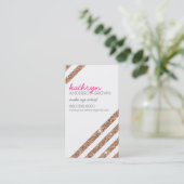 Carte De Visite PARTIES SCINTILLANT d'or rose cool rayé MODERNE RE (Debout devant)