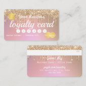 Carte De Visite Parties scintillant d'or Rose Loyauté rose  (Devant / Derrière)