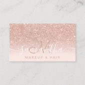 Carte De Visite parties scintillant d'or rose moderne cheveux de m (Devant)