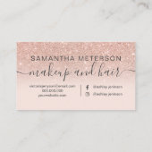 Carte De Visite Parties scintillant d'or rose moderne  de maquilla (Dos)