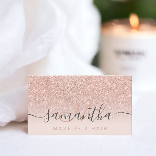 Carte De Visite Parties scintillant d'or rose moderne  de maquilla