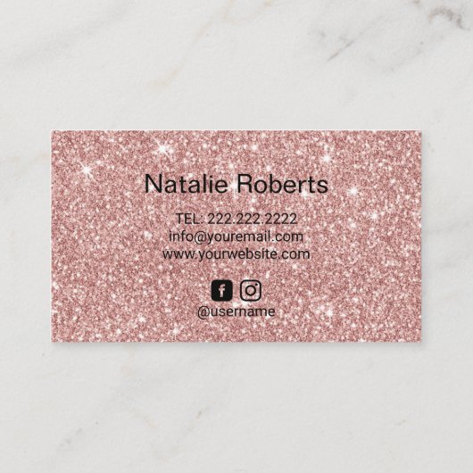 Carte De Visite Parties scintillant d'or Rose moderne en texte gra (Dos)